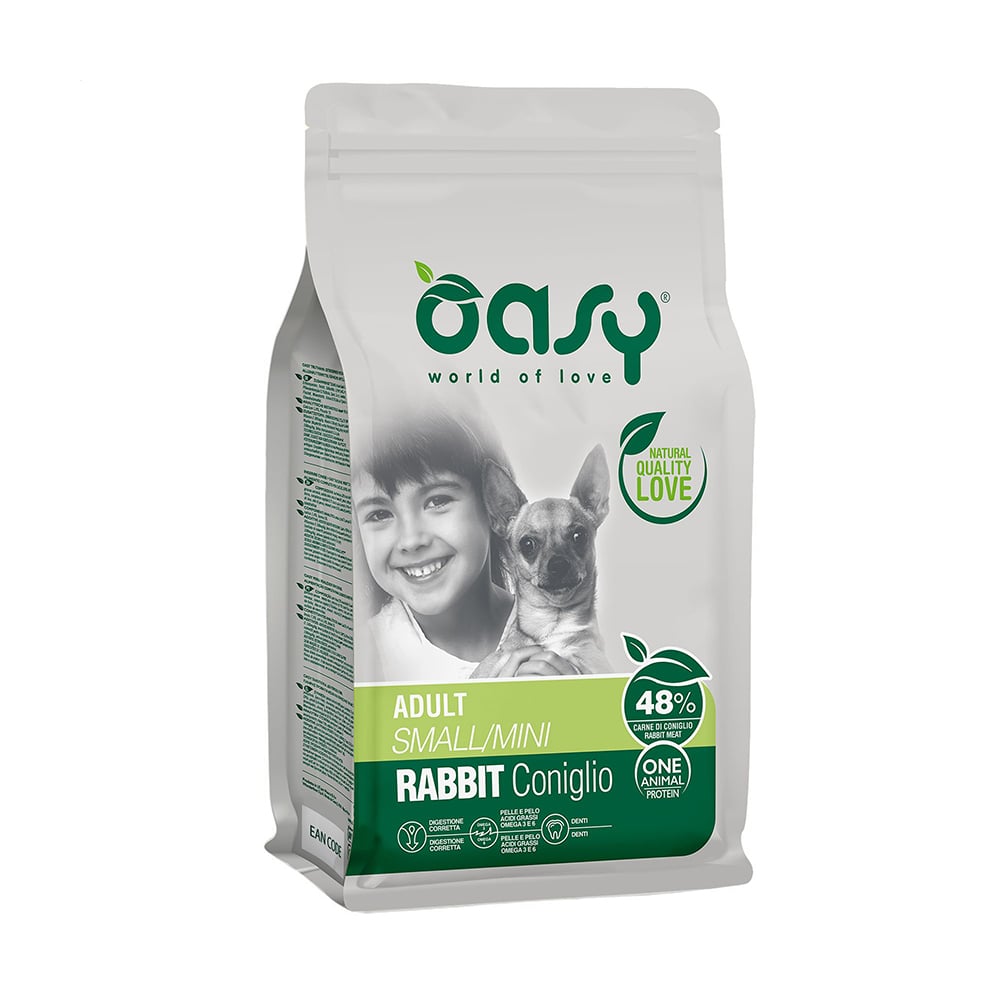 Сухий корм для дорослих собак малих порід Oasy One Animal Protein Adult Small/Mini з кроликом, 800 г
