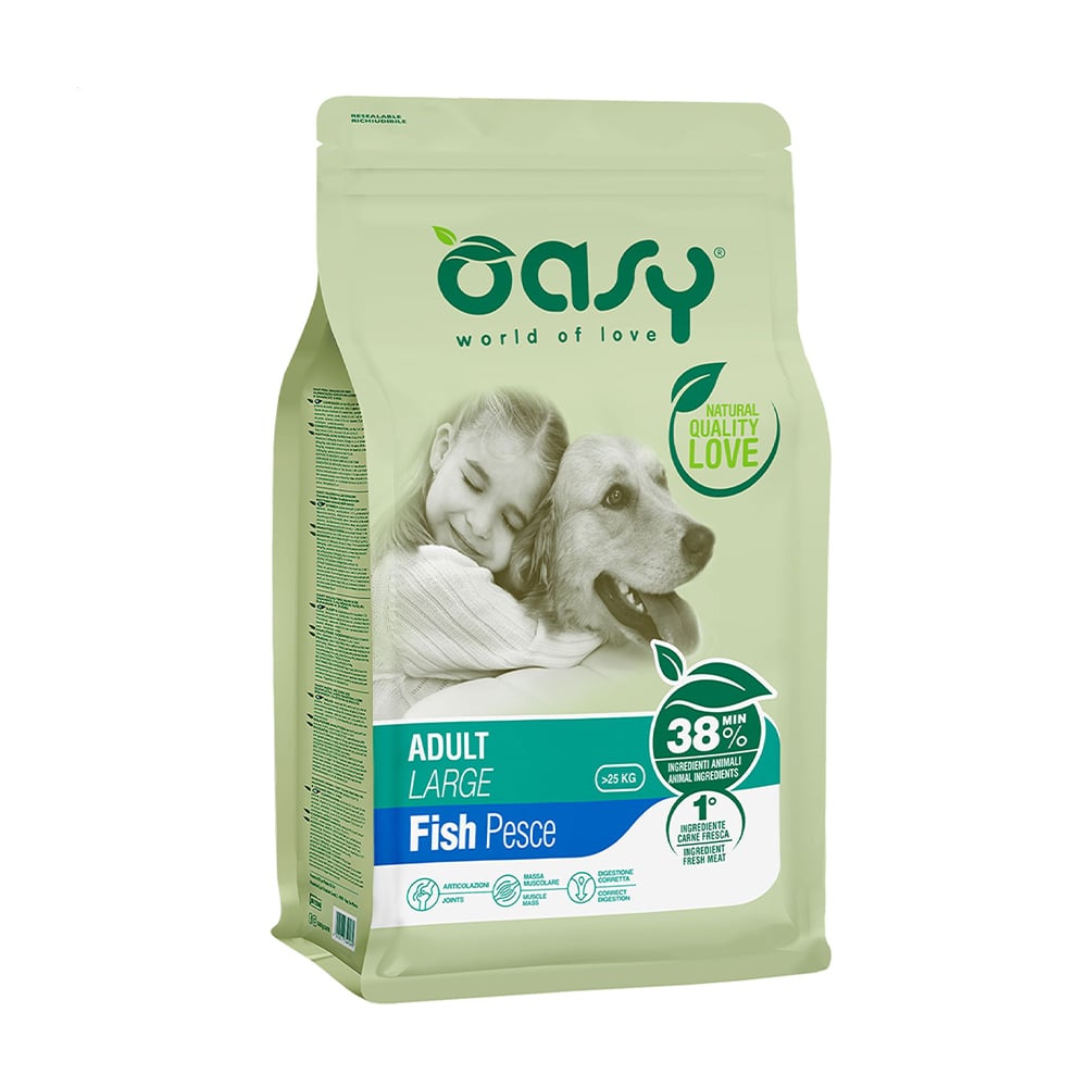 Сухий корм для дорослих собак великих порід Oasy Lifestage Adult Large з рибою, 12 кг