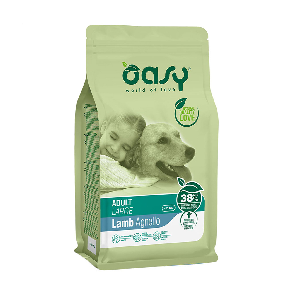 Сухий корм для дорослих собак великих порід Oasy Lifestage Adult Large з ягням, 3 кг