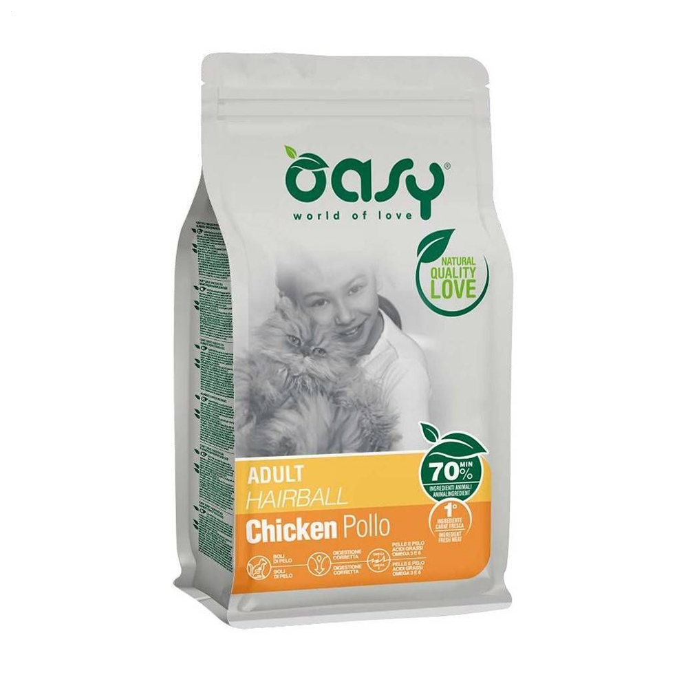 Сухий корм для кішок Oasy Lifestage Adult Hairball з куркою, 300 г