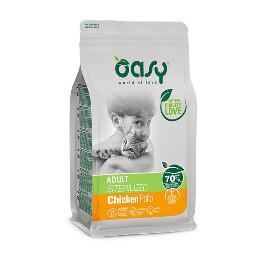 Сухий корм для стерилізованих кішок Oasy Lifestage Adult Sterilized з куркою, 1.5 кг
