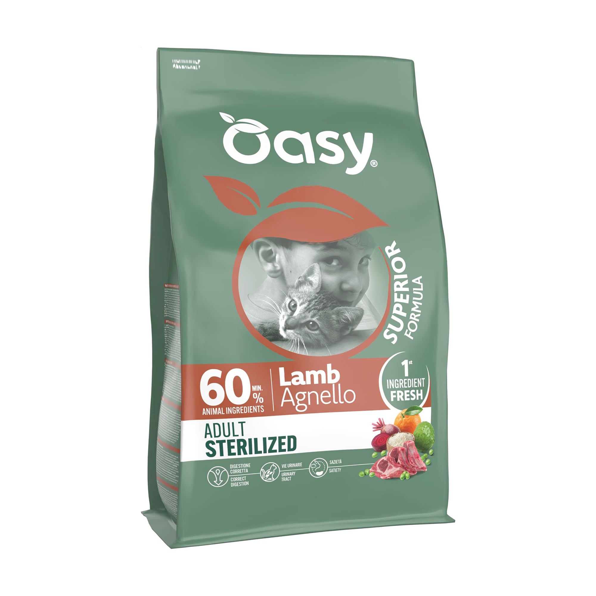 Сухий корм для стерилізованих котів Oasy Superior Formula Adult Sterilized з ягням, 300 г